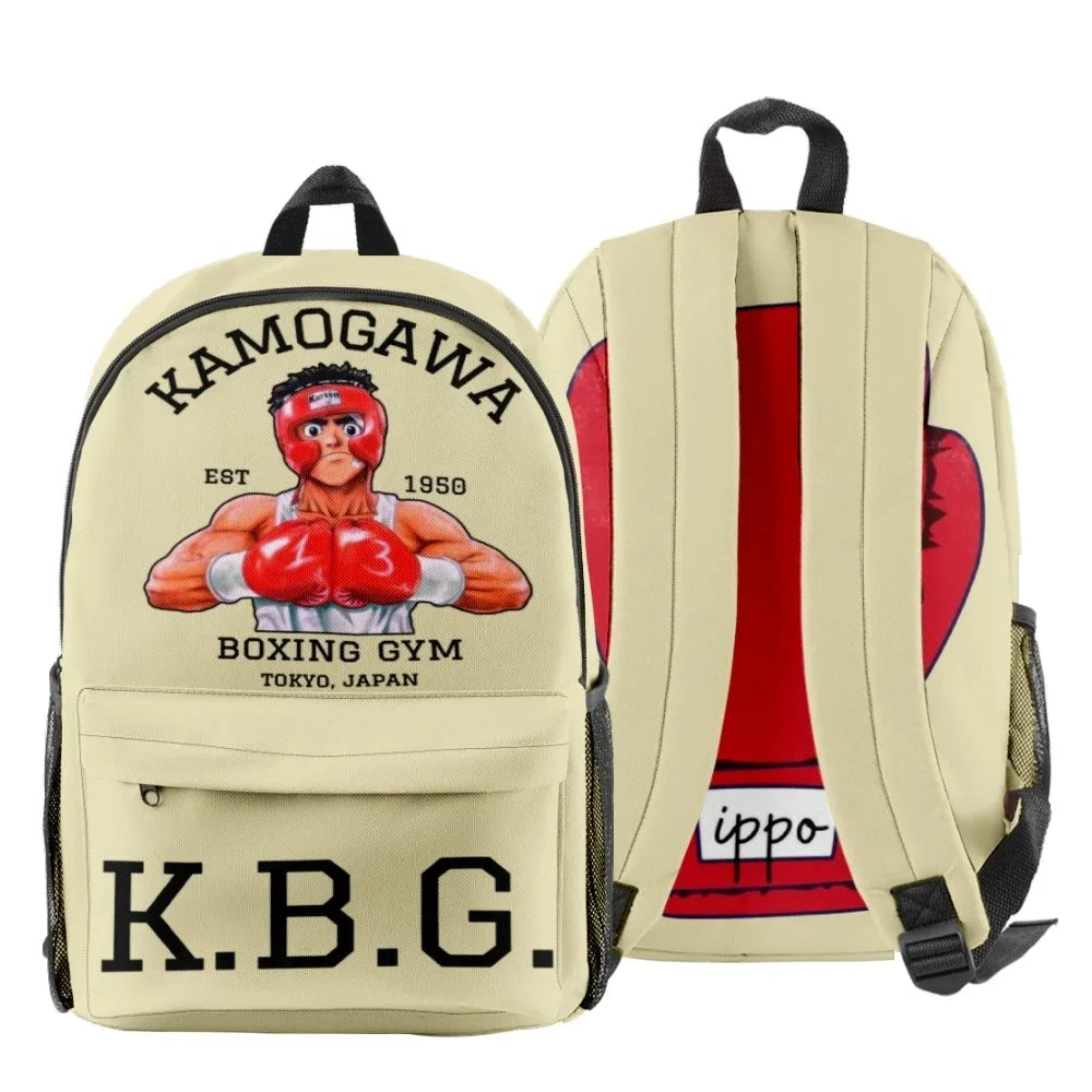 Hajime No Ippo: Kamogawa Boxing Gym KBG Backpack Logo Backpack Fashion Shopping Bag Vintage Bags Personalized School Backpack