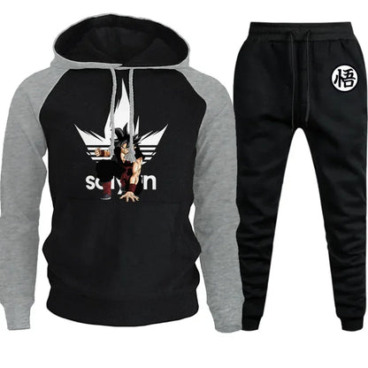 Dragon Ball Z - Hoodie+Pants Set Cartoon Goku Print Hooded Sweatshirt Long Sleeved Casual Sportswear Set Man Clothing Gift