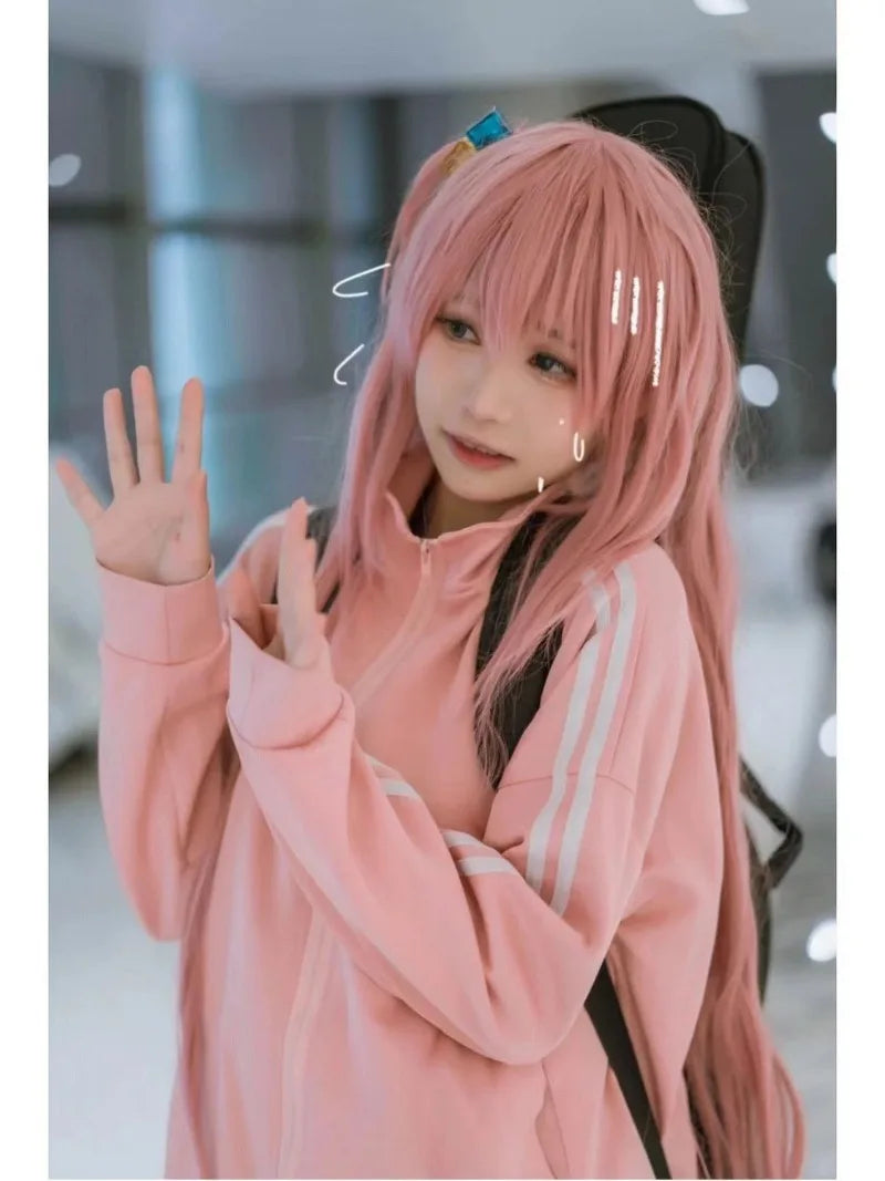 Bocchi The Rock:  Cosplay Gotoh Hitori Costume The Rock Pink School JK Uniform Sportswear Coat Skirt Full Set for Women Girls