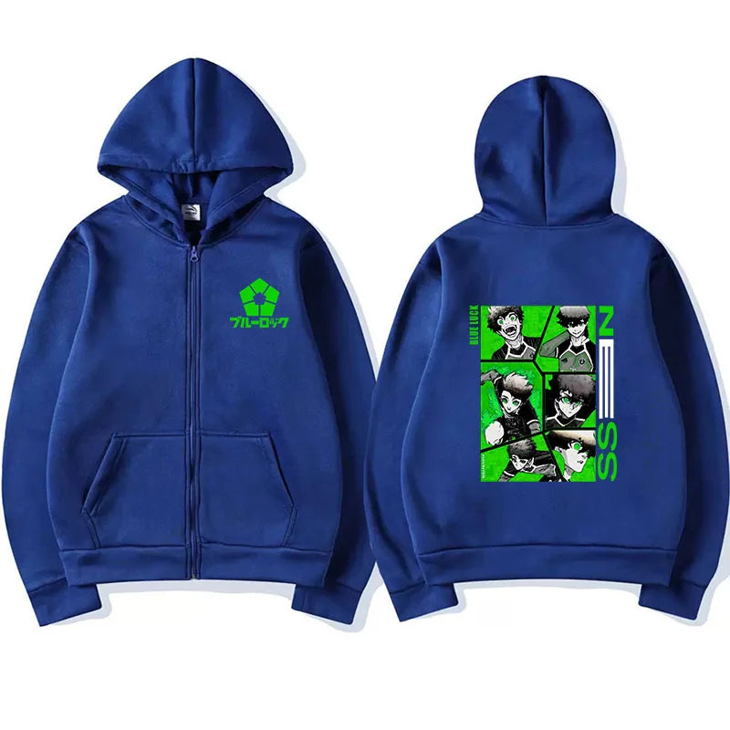 Blue Lock: Kunigami Rensuke Men Zipper Hoodie Spring Autumn Women Sweatshirt 2025 New Cartoon Anime Couple Jackets Coat