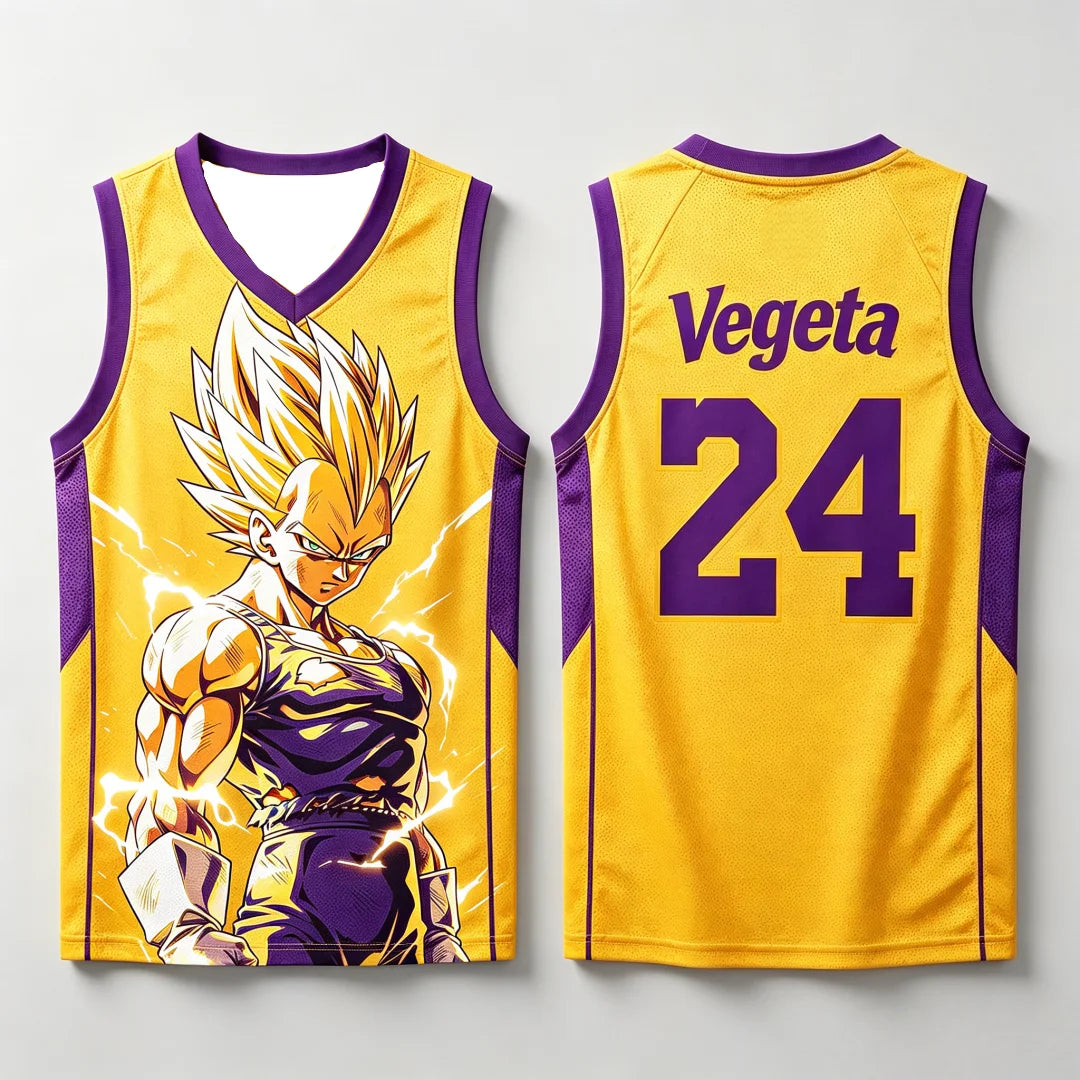 Dragon Ball: Vegeta Super Saiyan #23 Basketball Jersey Tank Top Anime Print Breathable Sportswear Unisex Streetwear for Fans Kids