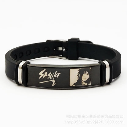 Naruto: Silicone Bracelet Cartoon Metal Silica Gel Uchiha Itachi Kakashi Anime Action Figures Accessories Children Toys Gifts