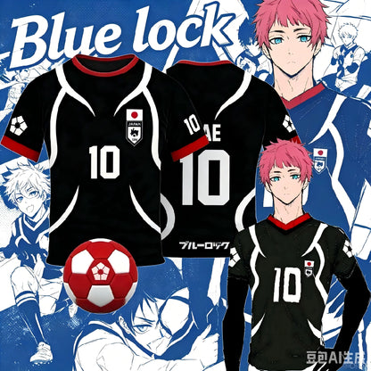 Blue Lock: Japan U20 Black Cartoon Anime Cosplay Men Jersey Summer Short Sleeve Children Tee Tops Quick-dry Fashion Women T-shirt