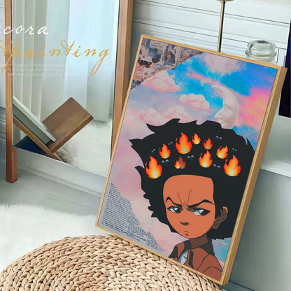 The Boondocks: Huey Freeman  Classic Anime Poster Fancy Wall Sticker for Living Room Bar Decoration Decor Art Wall Stickers