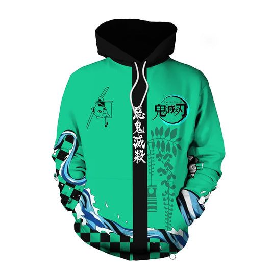 Demon Slaye:r Kimetsu No Yaiba 3D Hoodie Sweatshirts Demon Slayer Agatsuma Zenitsu Tomioka Giyuu Cosplay Men Coat Outfit