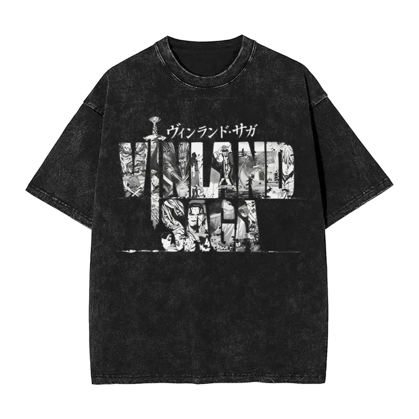 Vinland Saga: T Shirt Hip Hop Washed 100% Cotton Oversize T-Shirts  Streetwear Summer Tee Shirt