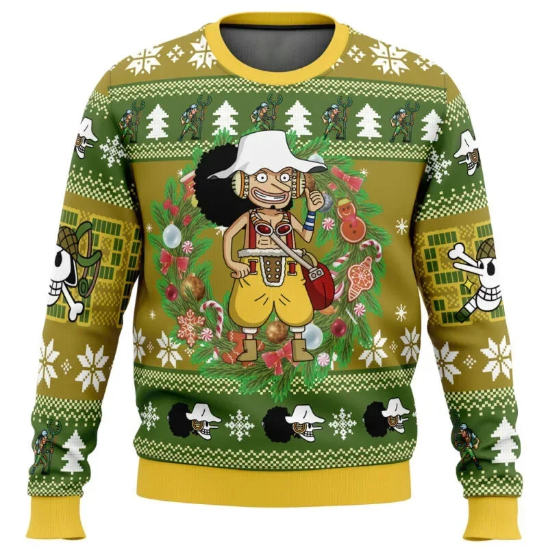 One Piece: Luffy Christmas One Piece Ugly Christmas Sweatshirt Cartoon Japan Anime Men Women Pullover Kawaii Tops Couple Hoodie