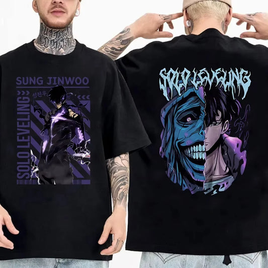 Solo Leveling: T Shirt Men Sung Jinwoo Graphic Tees Harajuku Short Sleeve