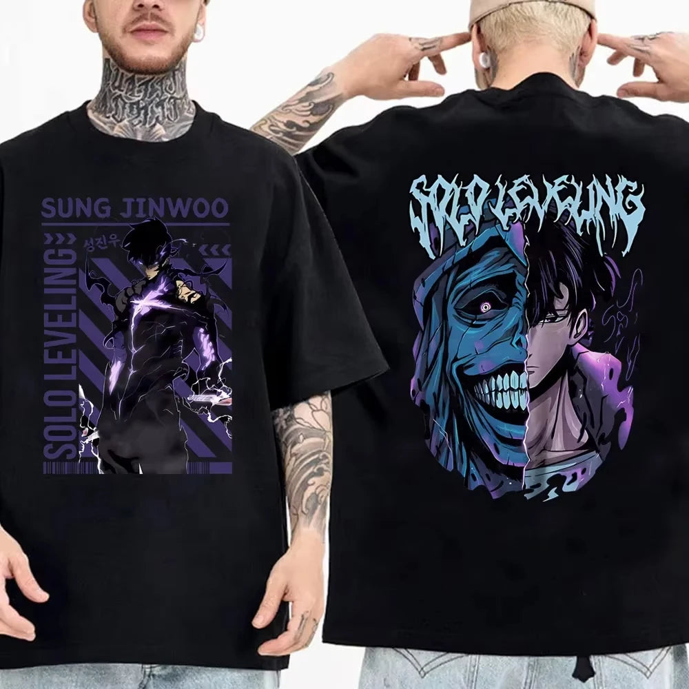 Solo Leveling: T Shirt Men Sung Jinwoo Graphic Tees Harajuku Short Sleeve