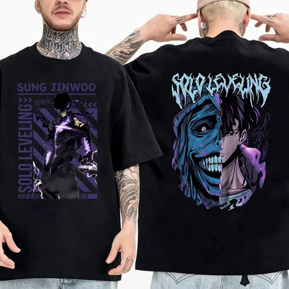 Solo Leveling: T Shirt Men Sung Jinwoo Graphic Tees Harajuku Short Sleeve
