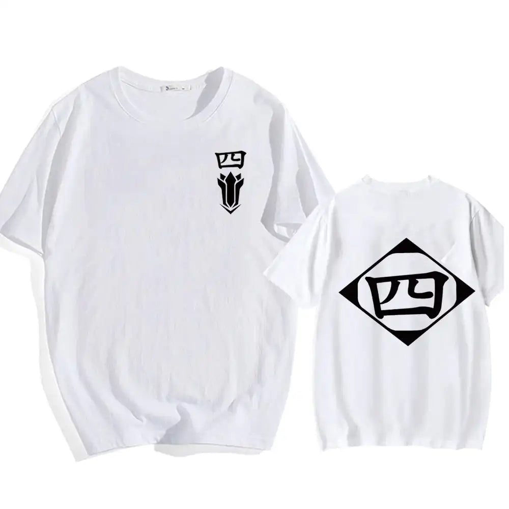 Bleach: Soul Society  Print T-shirt  Oversized Casual Cotton Black and White Short Sleeves Men's Clothing