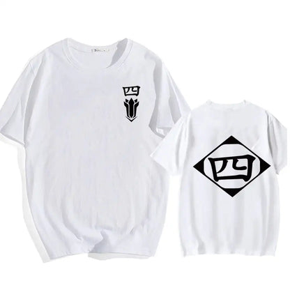 Bleach: Soul Society  Print T-shirt  Oversized Casual Cotton Black and White Short Sleeves Men's Clothing