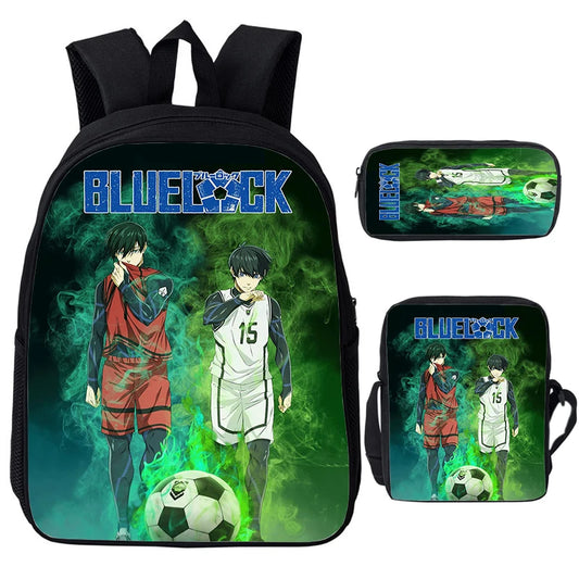 Blue Lock: Isagi Yoichi Backpack Shoulder Bag Pencil Case 3Pcs Set Waterproof Boys Girls Students School Bags Child Bookbag