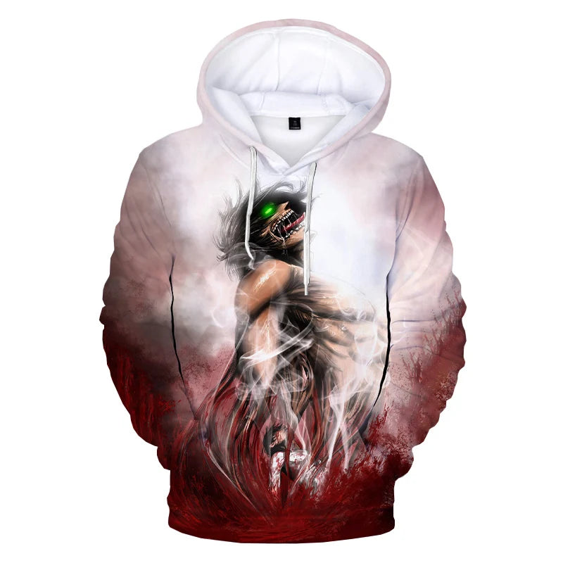 Attack on Titan: 3D Print Hoodie Sweatshirts Casual Long Sleeve Pullover Harajuku Streetwear Anime Hoodies