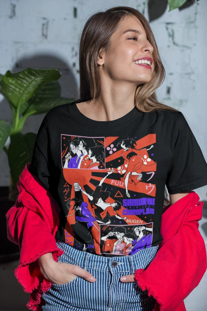 Samurai Champloo: T-Shirt Anime Walk Mugen Jin Fuu Kasumi Exclusive Gift Shirt