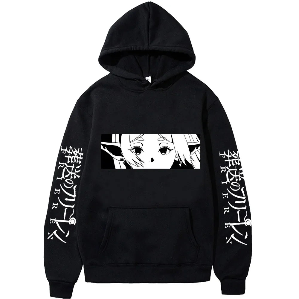 Frieren: Beyond Journey's End Women Sweatshirts Frieren Eyes Printed Hoodies Plus Size Long Sleeve Casual Pullovers