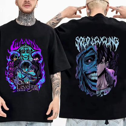 Solo Leveling: T Shirt Men Sung Jinwoo Graphic Tees Harajuku Short Sleeve