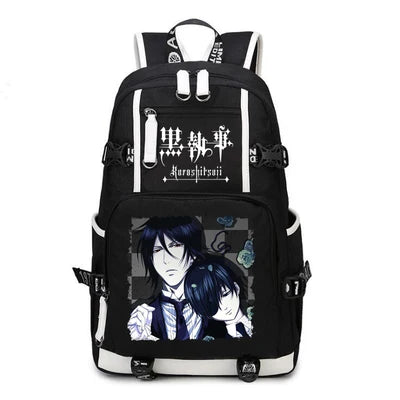 Black Butler: USB Backpack Book Bag Casual Travel Computer Men Women Girl Boys Cosplay Bag Schoolbag Laptop Bags