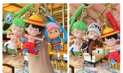 One Piece: Keychain with Cartoon Luffy and Zoro Characters, Ideal for Cosplay Accessories and Gifts