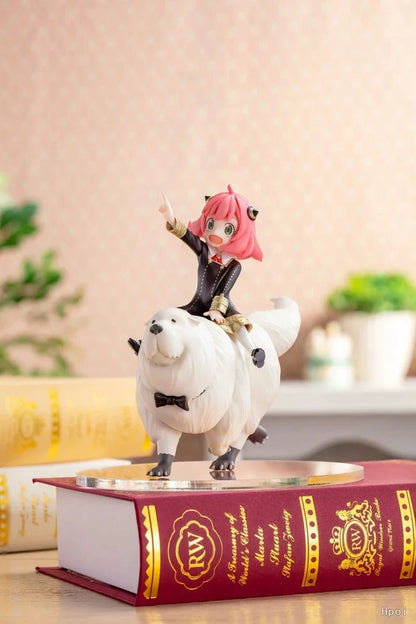 SPY x FAMILY: 14CM Anime Figure Anya Forger Cute PVC Action Model Riding Dog Bond Collectible Gift