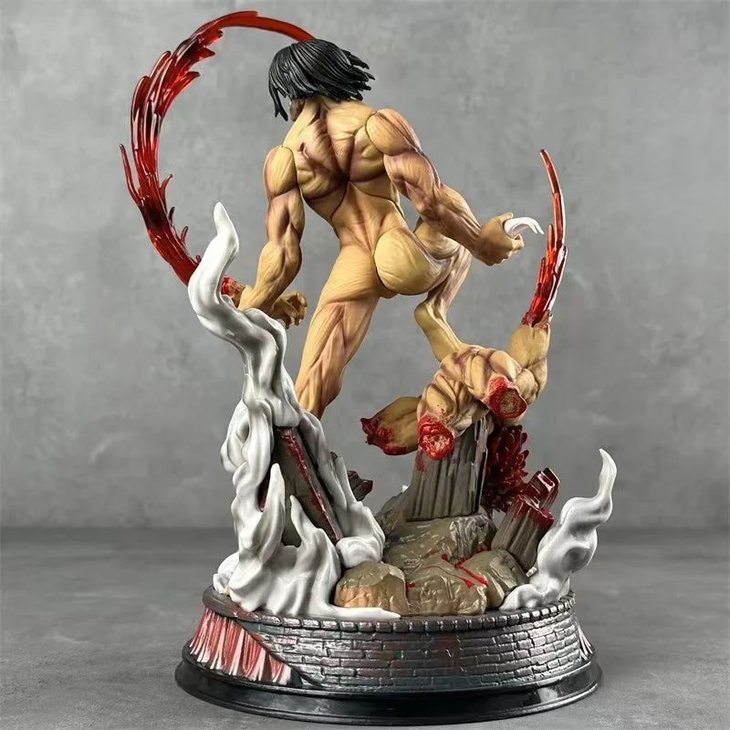 Attack On Titan: Eren Yeager Battle Form Titan Figure Collectible Anime Statue Model Desktop Ornament Gift For Anime Fans