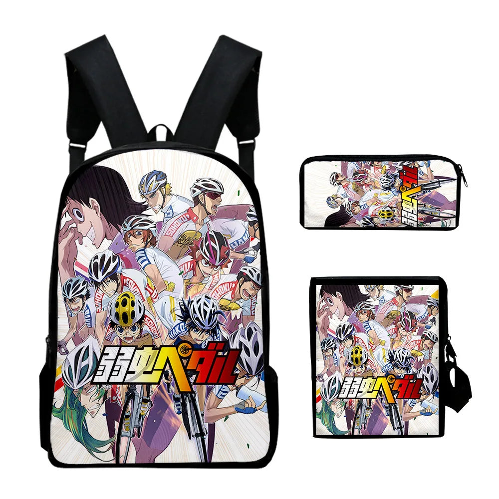 Yowamushi Pedal: Luxury Popular  3D Print 3pcs/Set pupil School Bags Laptop Daypack Backpack Inclined shoulder bag Pencil Case