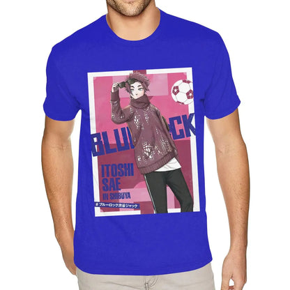 Blue Lock: Short Sleeve Crew Neck Natural Cotton Itoshi Sae TShirt Worlds Boyfriends S T Shirt
