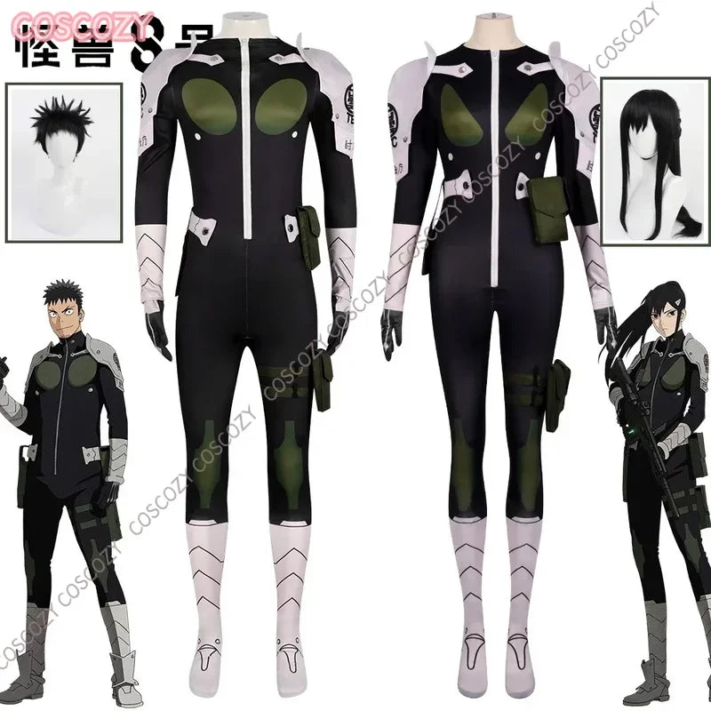 Kaiju No. 8 Kafka Hibino Mina Ashiro Cosplay Costume Wig Jumpsuit Uniform Bag Gloves Monster Sweeper Birthday Suit Props