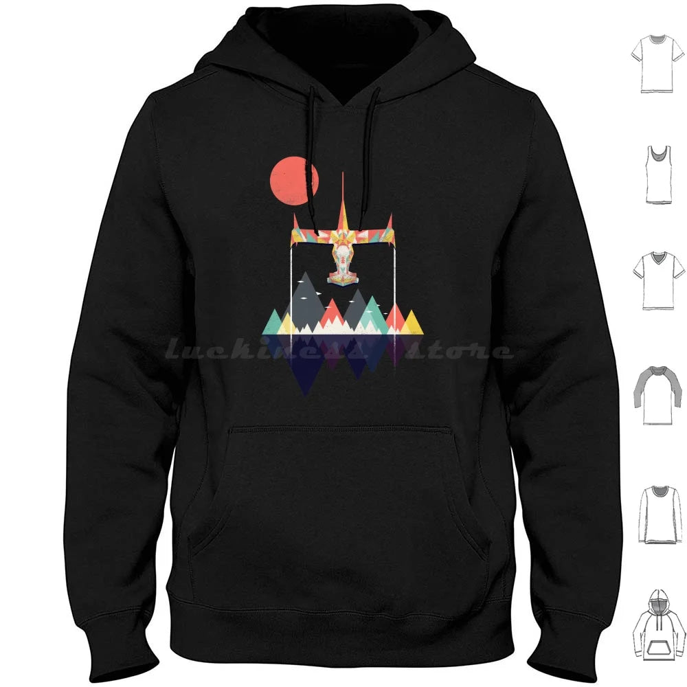Cowboy Bebop: Swordfish Sunset Hoodie cotton Long Sleeve Sunset Geometric Space Mountains Swordfish Spike Colorful