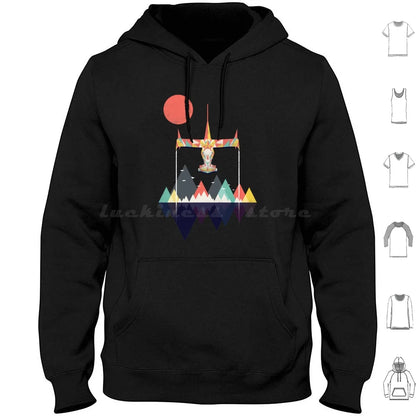 Cowboy Bebop: Swordfish Sunset Hoodie cotton Long Sleeve Sunset Geometric Space Mountains Swordfish Spike Colorful