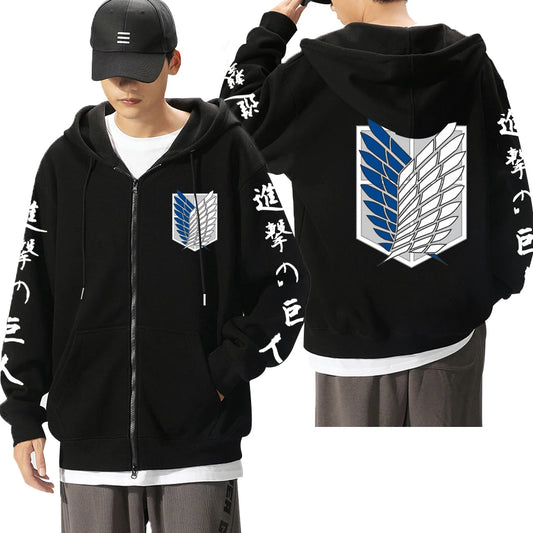 Attack On Titan: Levi Graphic Printed Hooded Plus Size Sweatshirt Harajuku Unisex Zipper Jacket