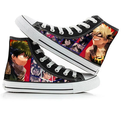 My Hero Academia: high-top canvas shoes anime Izuku Midoriya student capplet shoes breathable and comfortable holiday gift