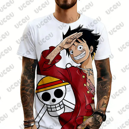 One Piece: Anime Luffy Cartoon 3D Print Men's T-shirt Summer Casual Cosplay Clothes Short Sleeve Tees Oversized Kids/Adult Tops
