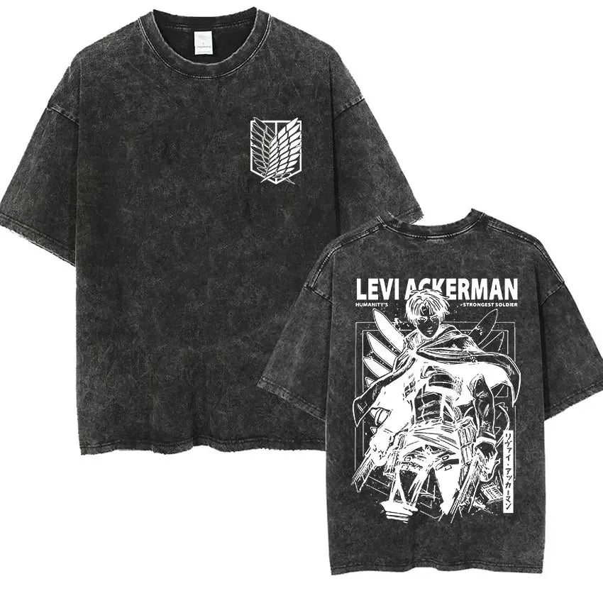 Attack on Titan: Men Women Cartoon Manga Merch Tshirt Men's Oversized T Shirts Washed Vintage Anime Attack on Titan Reiner Braun Graphic T-shirts