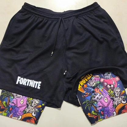 Baki: EVA-01 Shorts Anime Print Double Layer Workout Shorts for Gym Training and Sports
