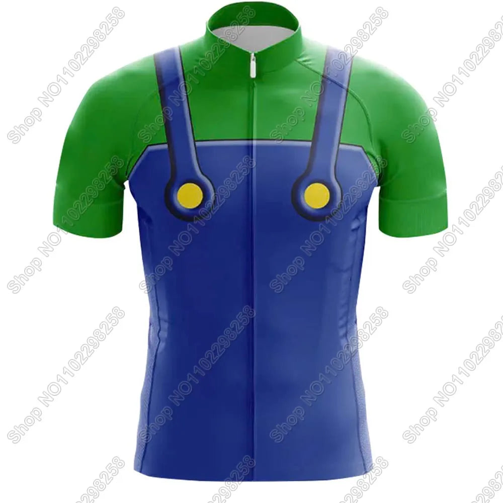 Super Mario: Mario and Luigi theme colors-- Cycling Jersey Set Men Funny Cycling Clothing Summer Road Bike Shirt Suit Bicycle Bib Shorts MTB Maillot