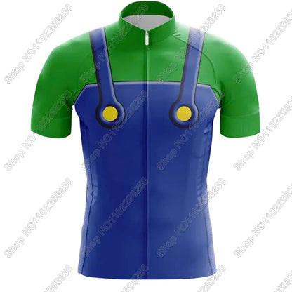 Super Mario: Mario and Luigi theme colors-- Cycling Jersey Set Men Funny Cycling Clothing Summer Road Bike Shirt Suit Bicycle Bib Shorts MTB Maillot