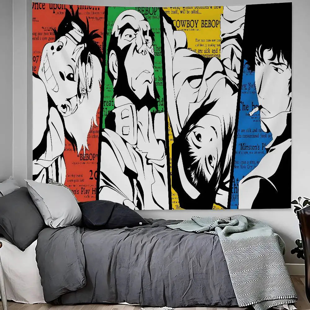 Cowboy Bebop: Anime Hanging Bohemian Tapestry Hanging Tarot Hippie Wall Rugs Dorm Home Decor