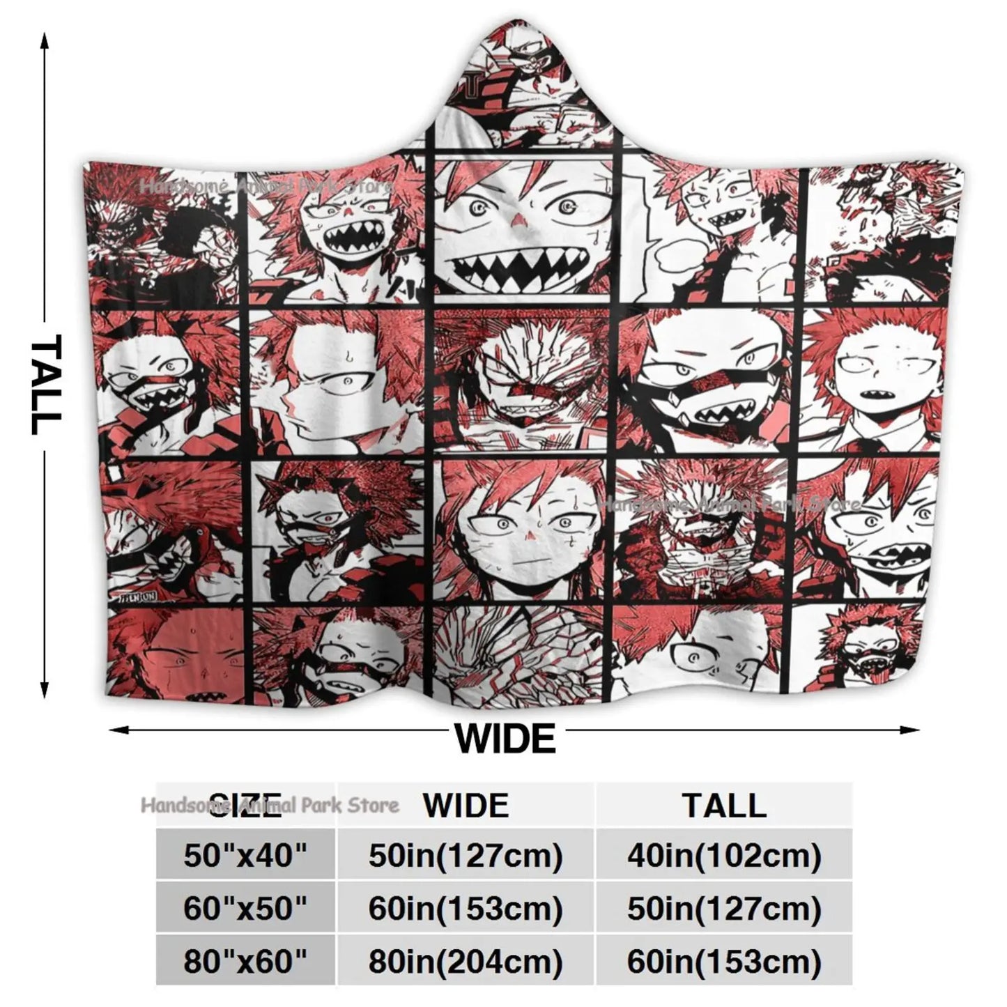 My Hero Academia: Collage Soft Warm Hooded Blanket Kirishima Tamaki Amajiki Kaminari Denki Midoriya Izuku