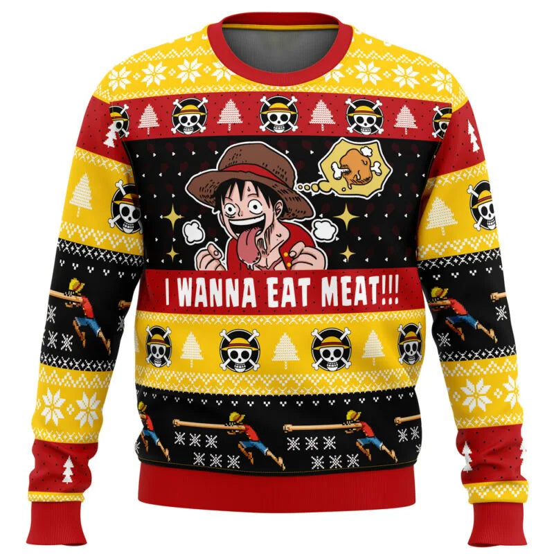 One Piece: Luffy Christmas One Piece Ugly Christmas Sweatshirt Cartoon Japan Anime Men Women Pullover Kawaii Tops Couple Hoodie