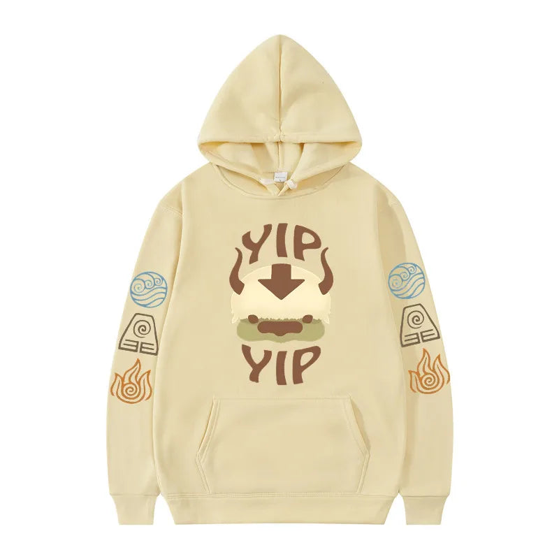 Avatar The Last Airbender: Hoodie Men's and Women's Couple Appa YIP Letter Printed Brushed Anime Sports Shirt Pullover Top