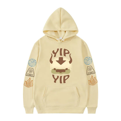 Avatar The Last Airbender: Hoodie Men's and Women's Couple Appa YIP Letter Printed Brushed Anime Sports Shirt Pullover Top