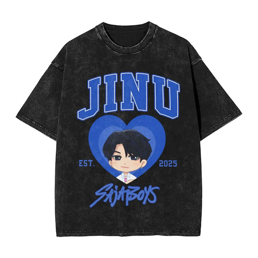 K-Pop Demon Hunters Washed T-Shirt Man Derpy Tiger Casual T-Shirts Summer Breathable Trendy Tee Shirt Design Plus Size Clothes