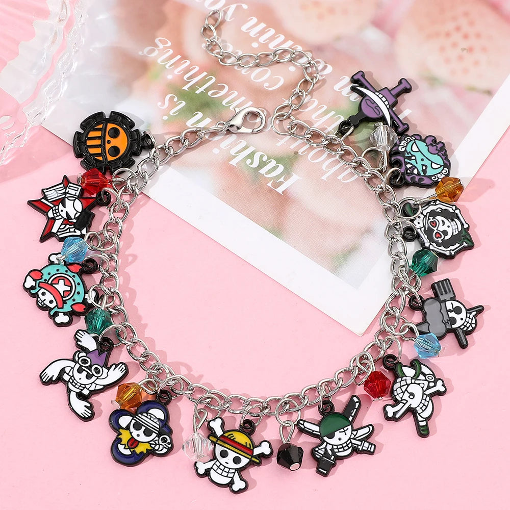 One Piece: Bracelets Anime Cartoon Monkey D. Luffy Pirate Pendant Chains Fashion Charms Bracelet for Women Jewelry Party Gifts