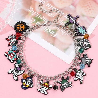 One Piece: Bracelets Anime Cartoon Monkey D. Luffy Pirate Pendant Chains Fashion Charms Bracelet for Women Jewelry Party Gifts