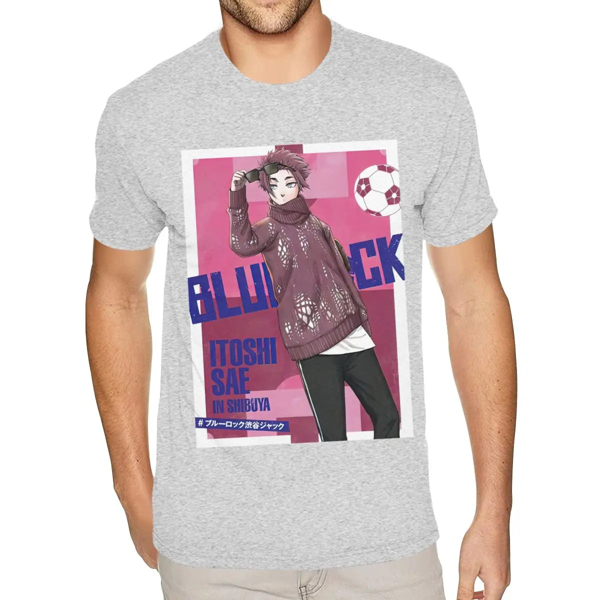 Blue Lock: Short Sleeve Crew Neck Natural Cotton Itoshi Sae TShirt Worlds Boyfriends S T Shirt