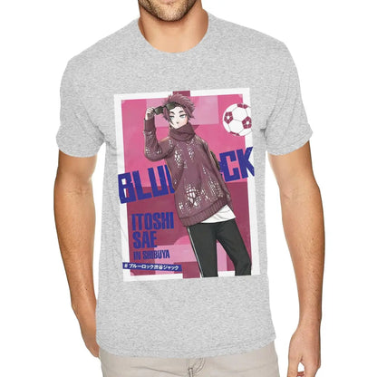 Blue Lock: Short Sleeve Crew Neck Natural Cotton Itoshi Sae TShirt Worlds Boyfriends S T Shirt