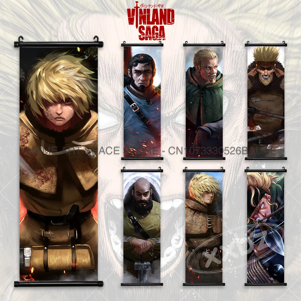 Vinland Saga: Hanging Painting Thorfinn Karlsefni Anime Decorative Poster Leif Ericson Room Decor Scroll Picture Cartoon Wall Art