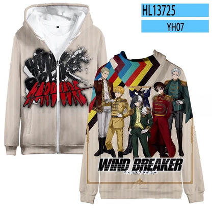 Wind Breaker: Hoodie Hooded Sweatshirts Zipper Jackets Haruka Sakura Jou Togame Graphic Zip Up Casual Fashion Streetwear