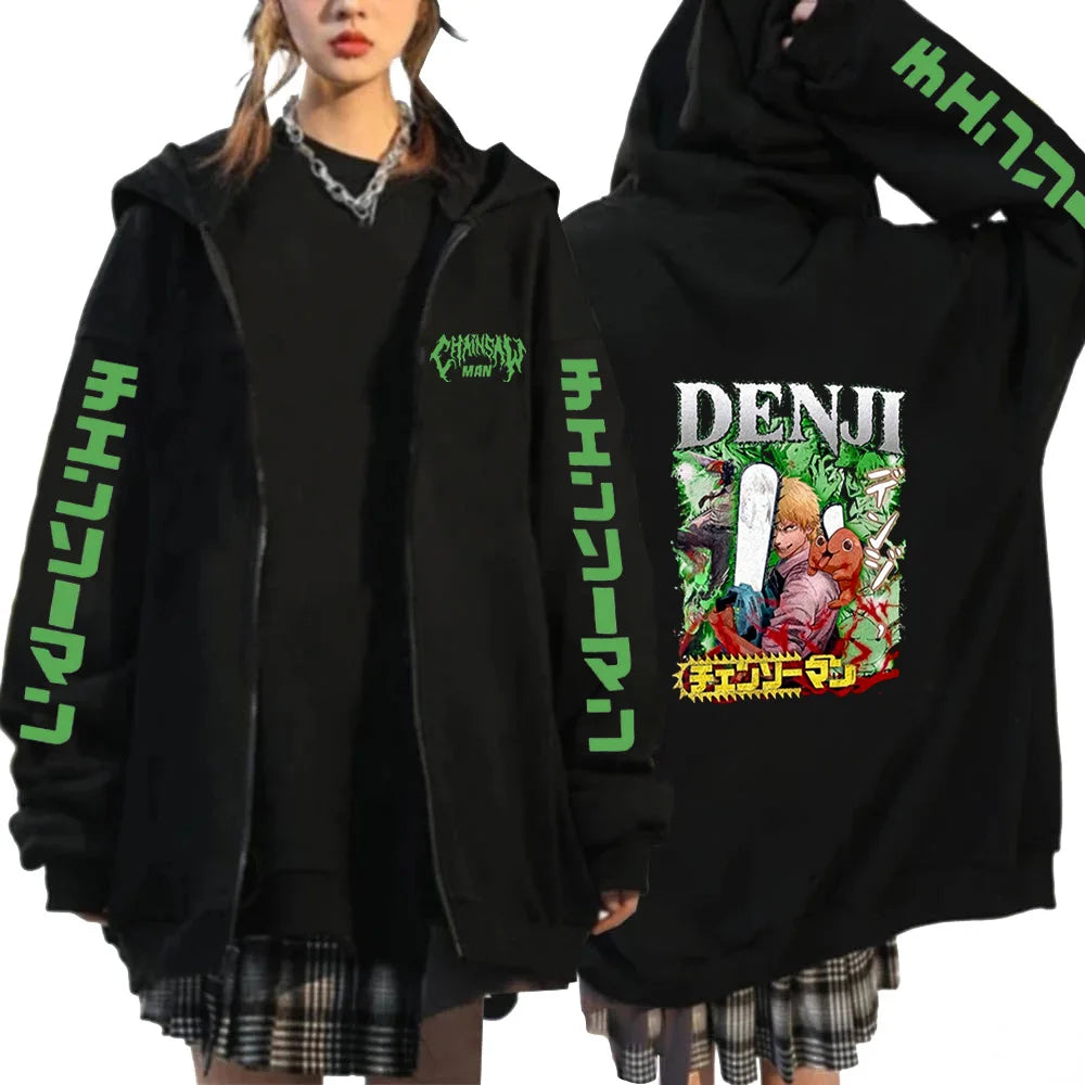 Chainsaw Man: Denji Demon Hoodie Men Anime Zip Up Hoodies Print Anime